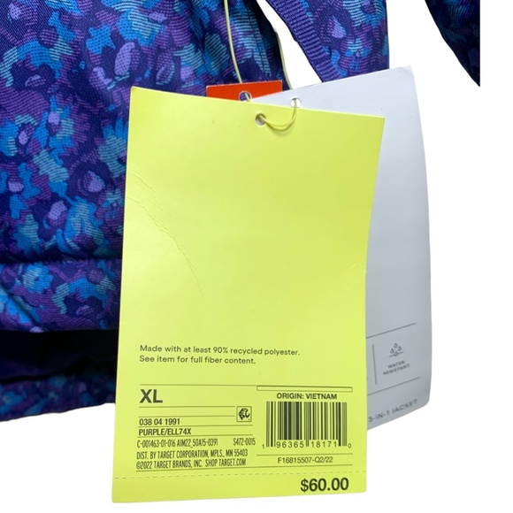 NWT All In Motion Women's 3-in-1 Jacket Size XL Blue Purple Hooded Weather Rain - Picture 7 of 10